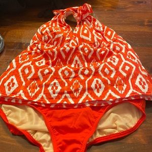 Land’s End Red and White Tankini